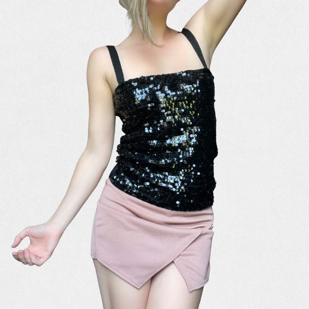 80s vintage silk sequin tank top